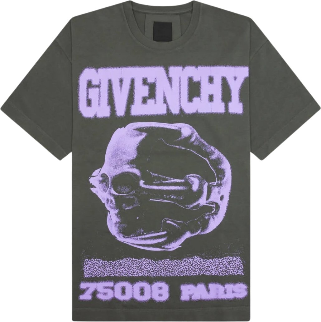 Givenchy Spray Skull Design Casual Fit Graues T-Shirt