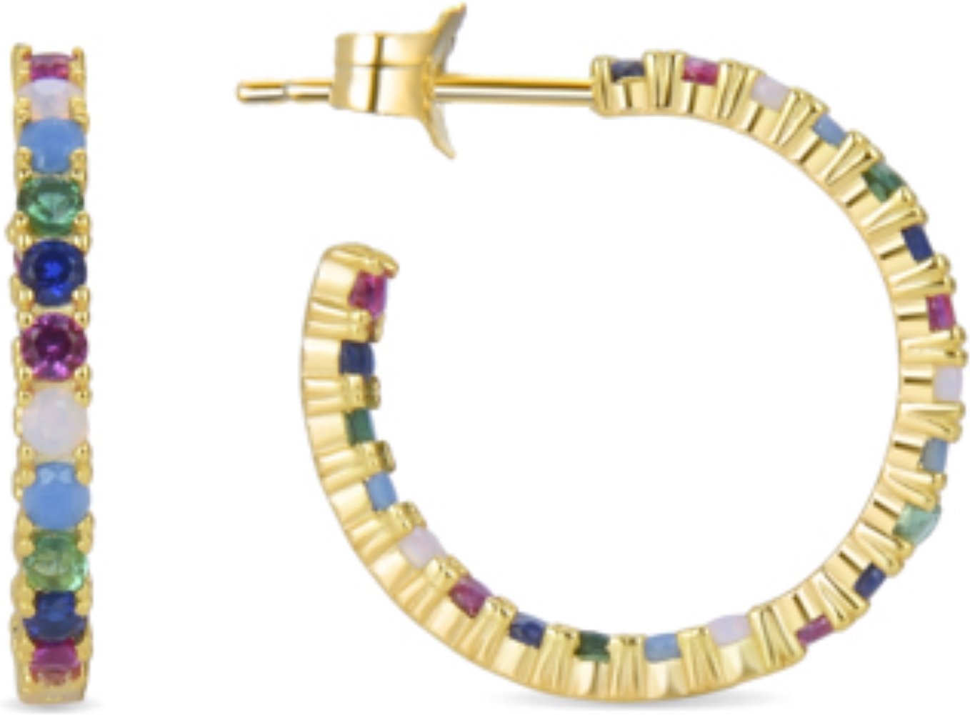 Luxenter Sterling Silber 925 Ohrringe mit Multicolour Zirkonia in 18K Gelbgold - Azarlo