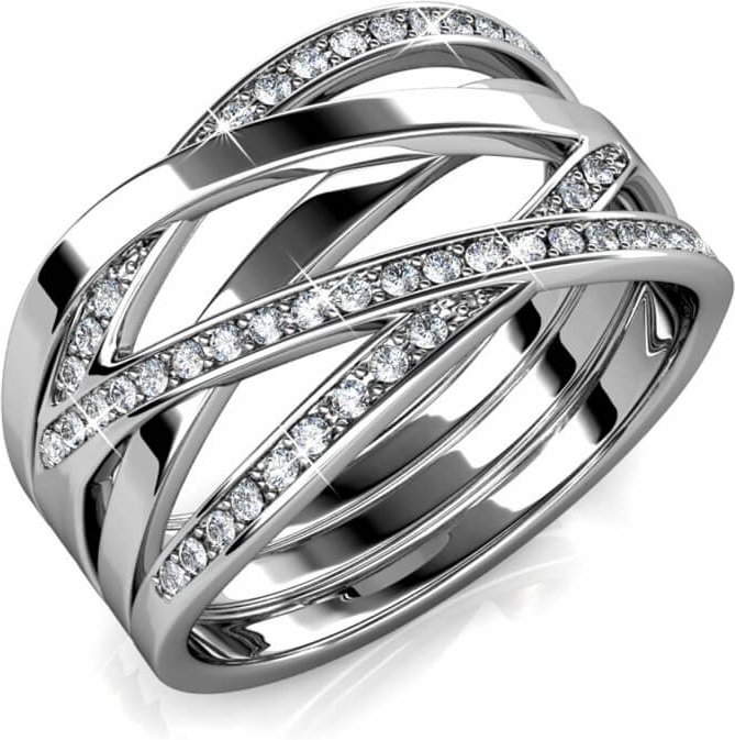 Thumbnail - Criss Cross Ring - Silber und Kristall