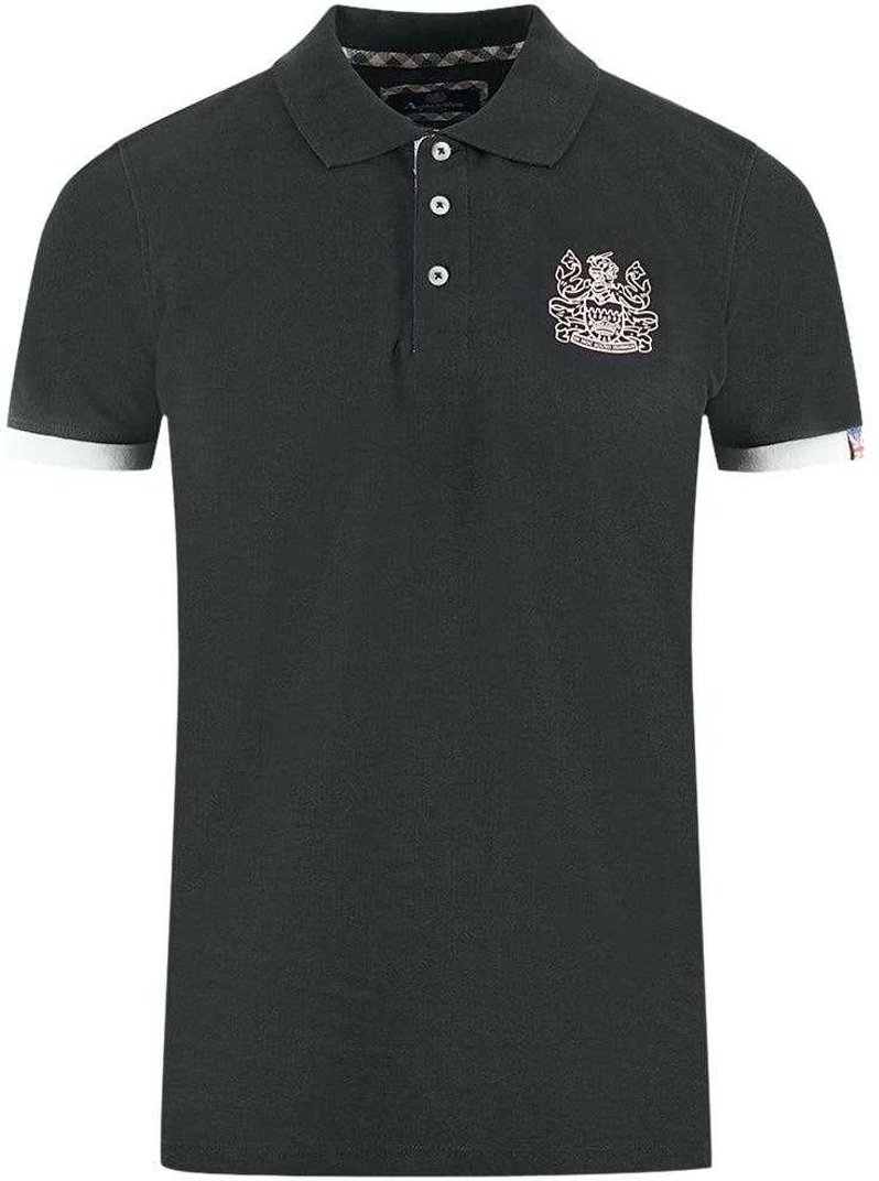 Aquascutum Unisex Erwachsenen Logo Kragen Polo-Shirt (Schwarz)
