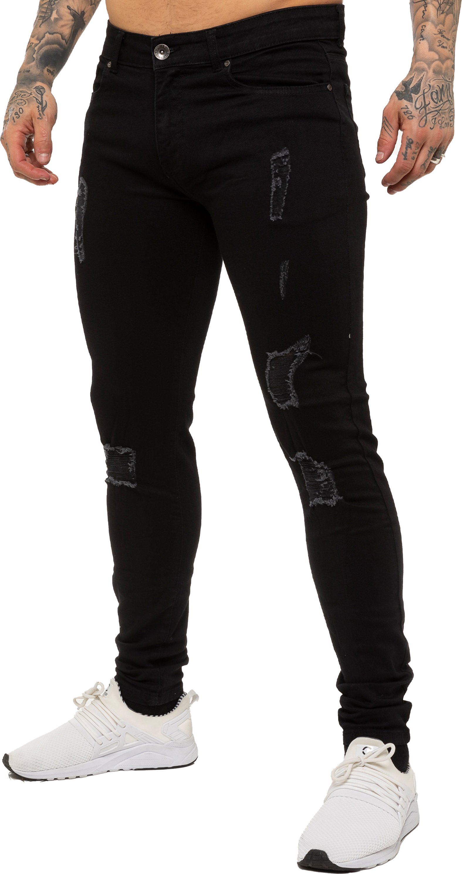 Thumbnail - Enzo Herren Skinny Ripped Jeans