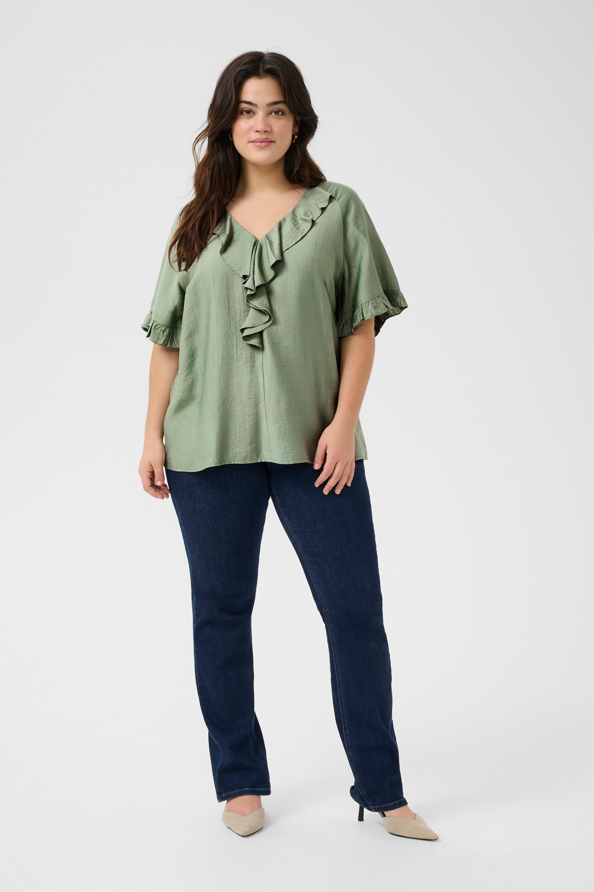 Kurzarm-Bluse Regular fit Oil Green