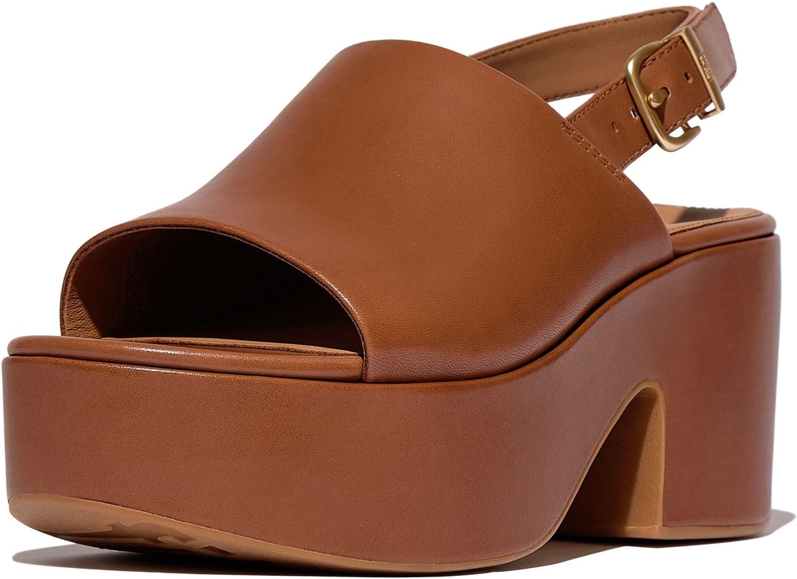 Fitflop Plattform Heeled Backstrap Leder Damen Deep Tan Flip-Flops