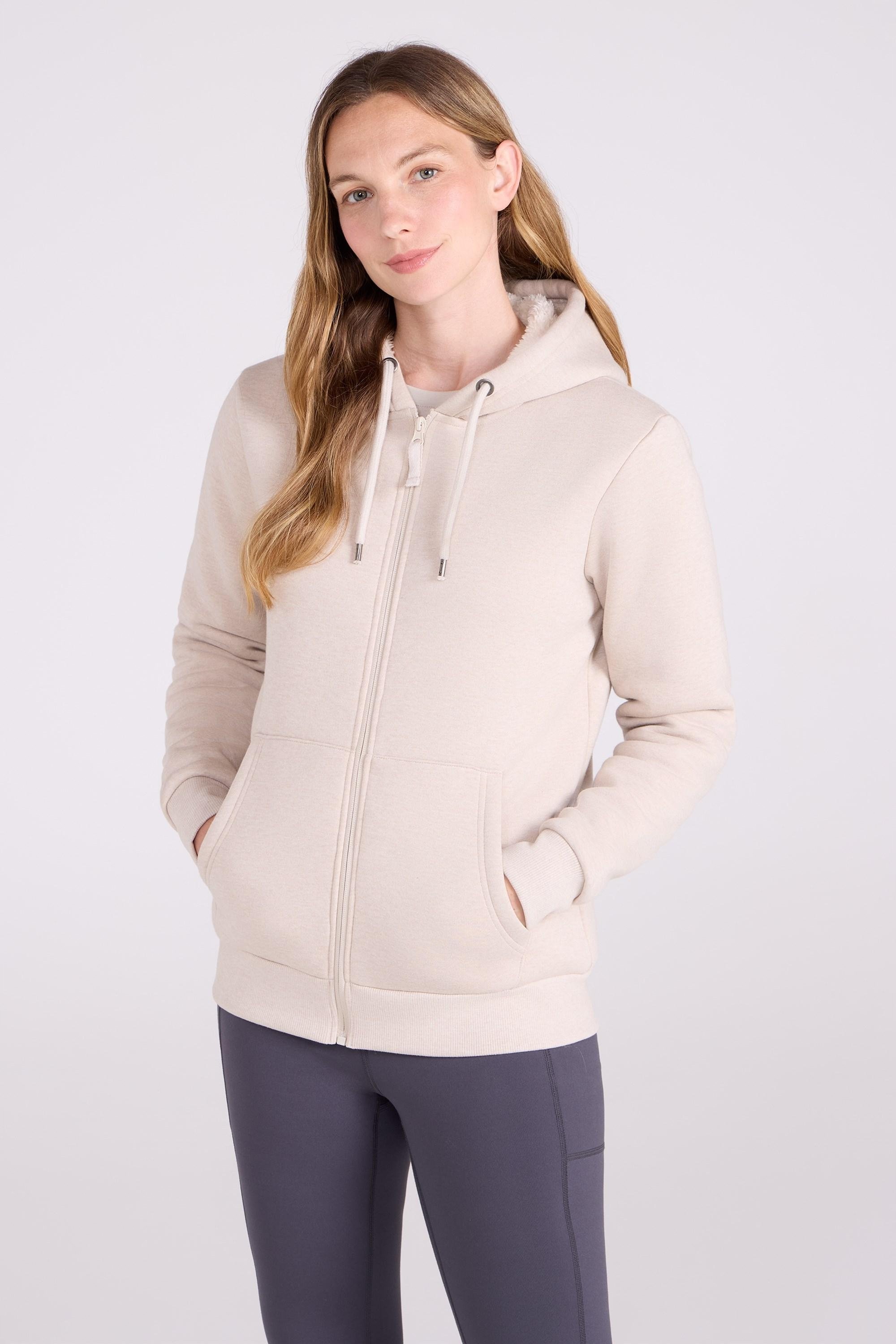 Mountain Warehouse - "Dalton" Hoodie mit durchgehendem Reißverschluss Sherpa-Futter für Damen (Hellbeige)