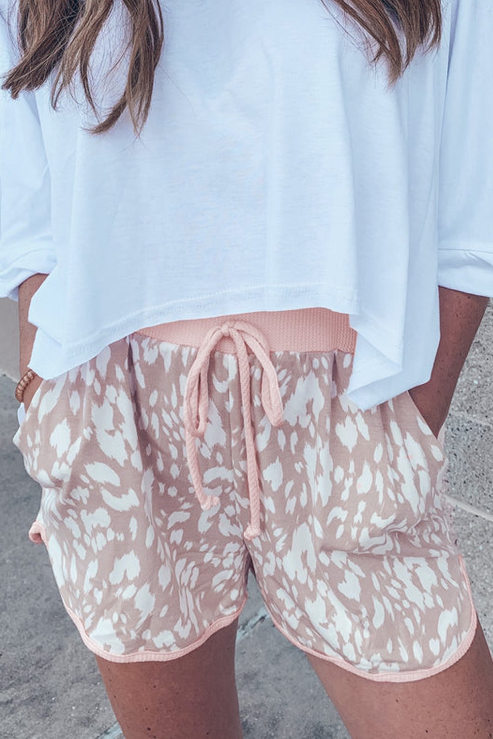 Leopardenmuster Shorts mit Kordelzug