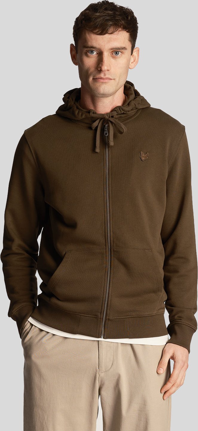 Thumbnail - Lyle & Scott Tonal Eagle Zip-Through Hoodie - Oliv