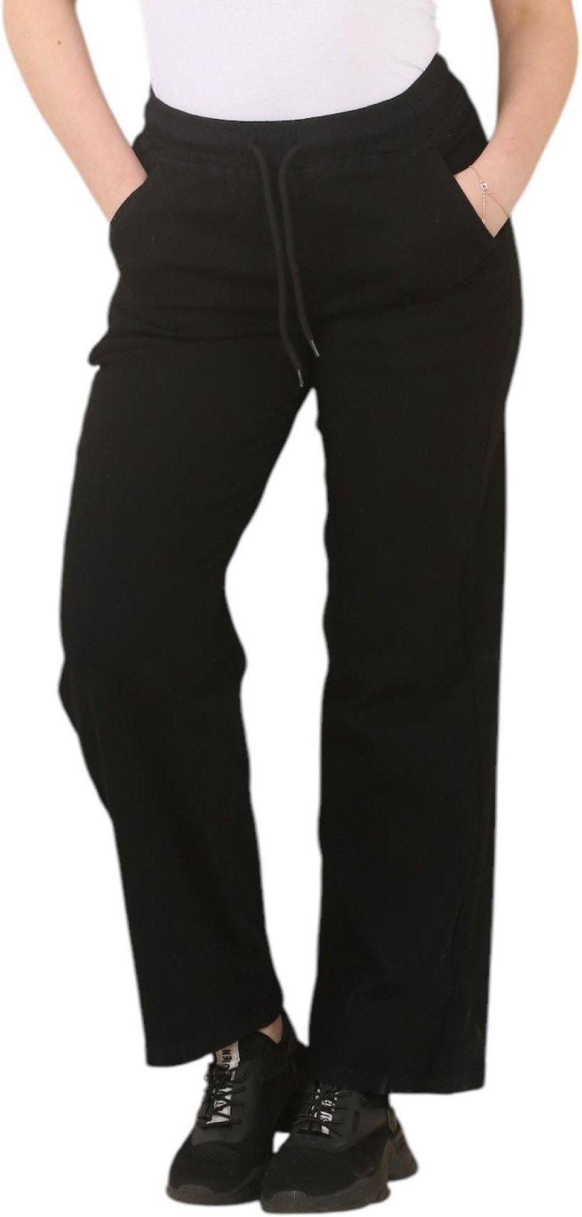 MYT Womens Elasticated High Waist Wide Leg Jeans in Schwarz