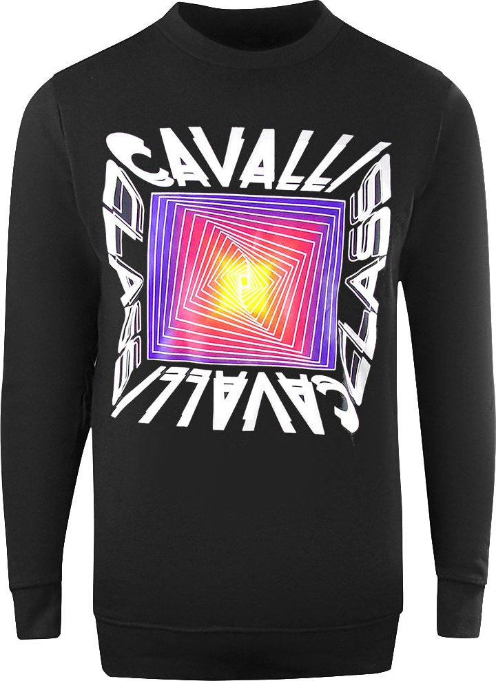 Cavalli Class Asymmetric Box Design Schwarzes Sweatshirt