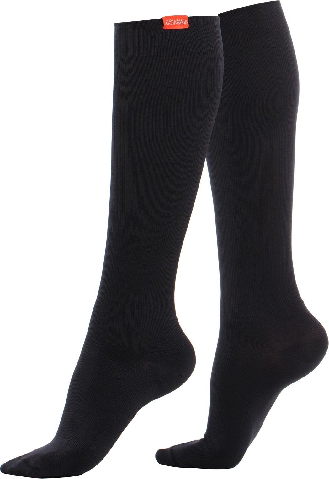 VIM&VIGR - Baumwollsocken mit abgestufter Kompression 20-30 mmhg für Männer und Frauen - Schwarz