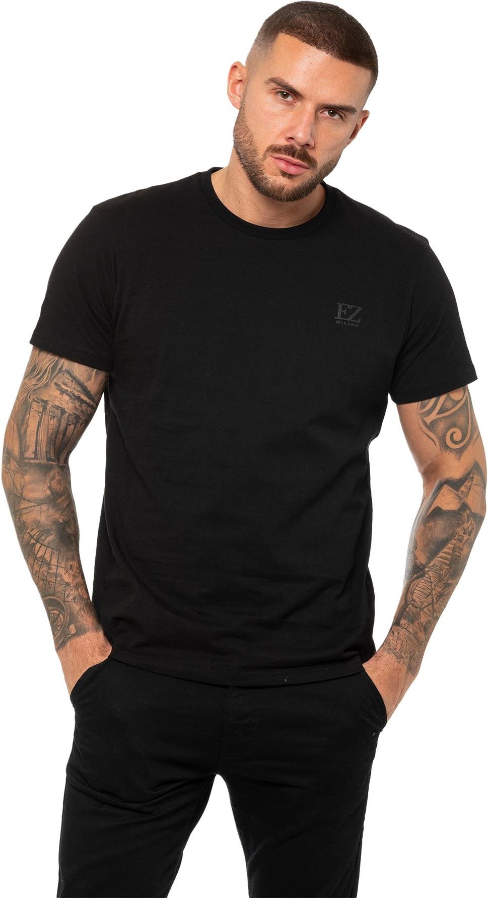 Enzo | Herren T-Shirt mit Rundhalsausschnitt - Schwarz