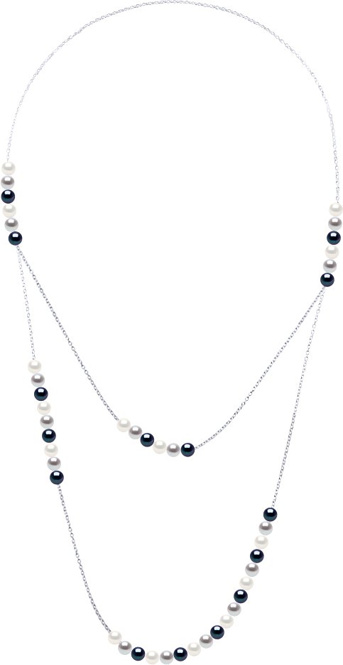 Doppelte lange Halskette Prestige - Echte Süßwasser-Zuchtperlen 5-6 mm