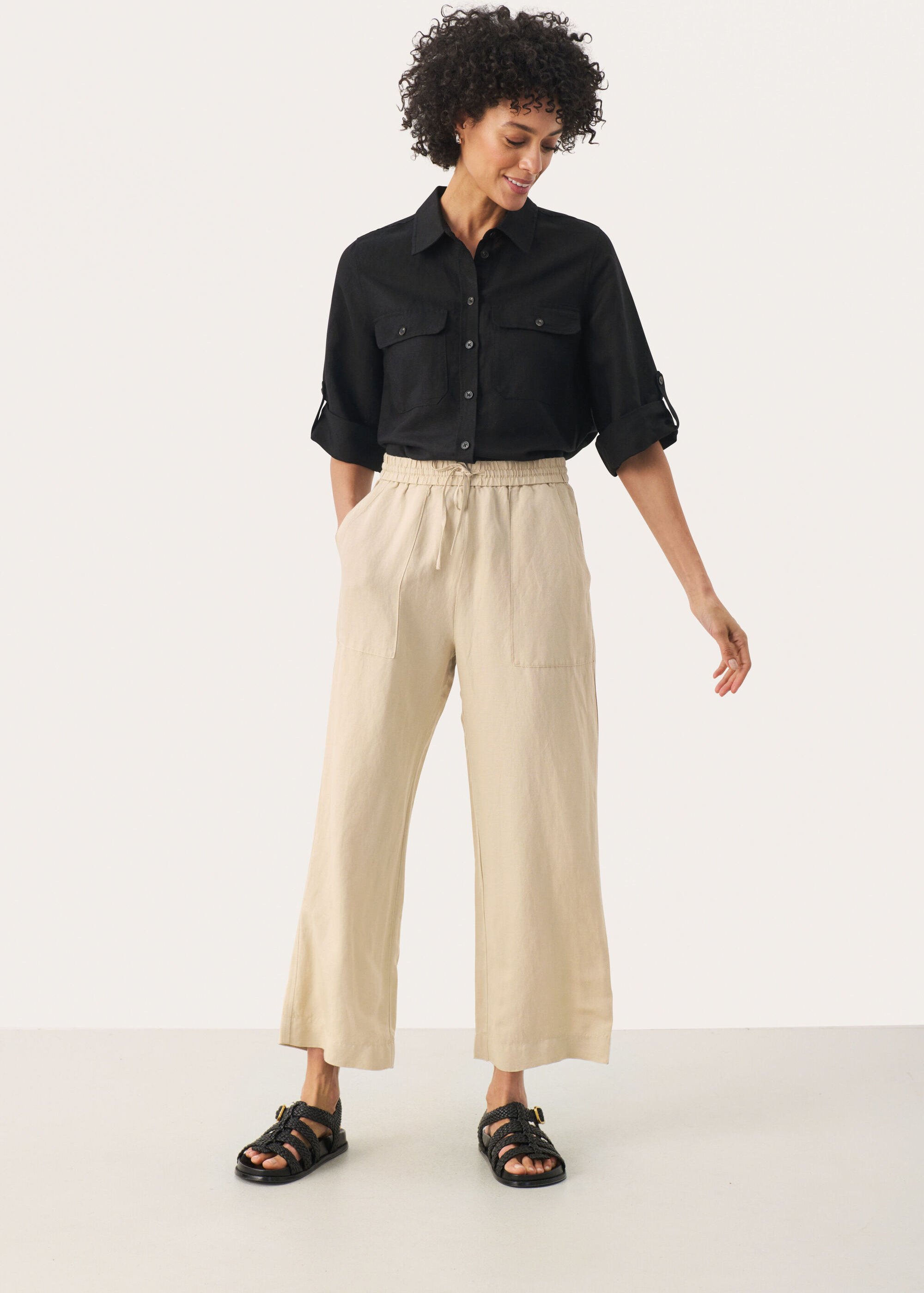 Casual Hose Easy fit White Pepper beige