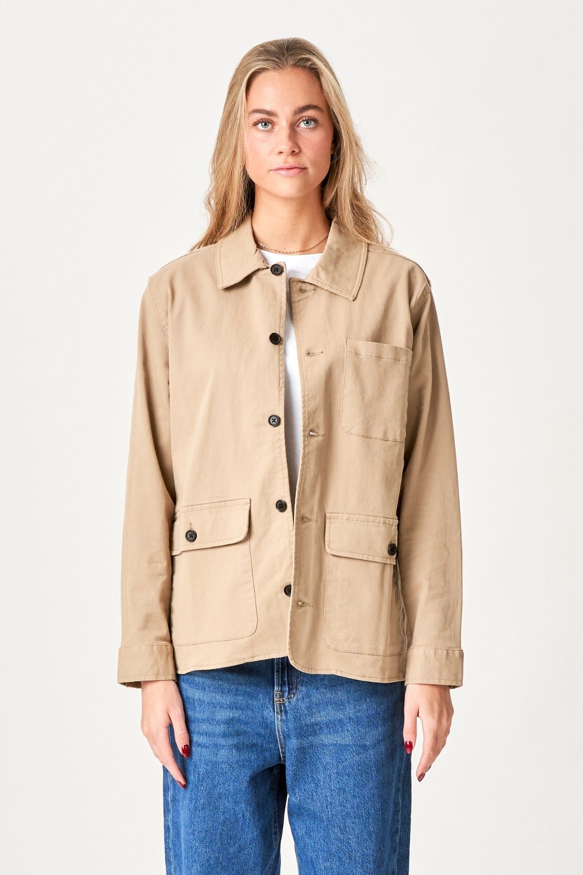 Hemdjacke aus Twill – Beige