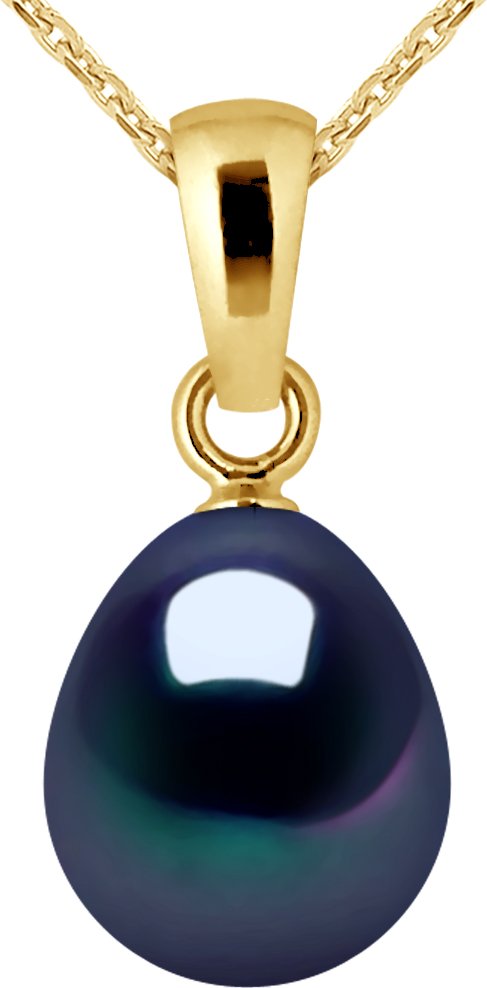 DIADEMA - Anhänger - Gelbgold und echte Süßwasserperlen - Schwarzer Tahitian Style