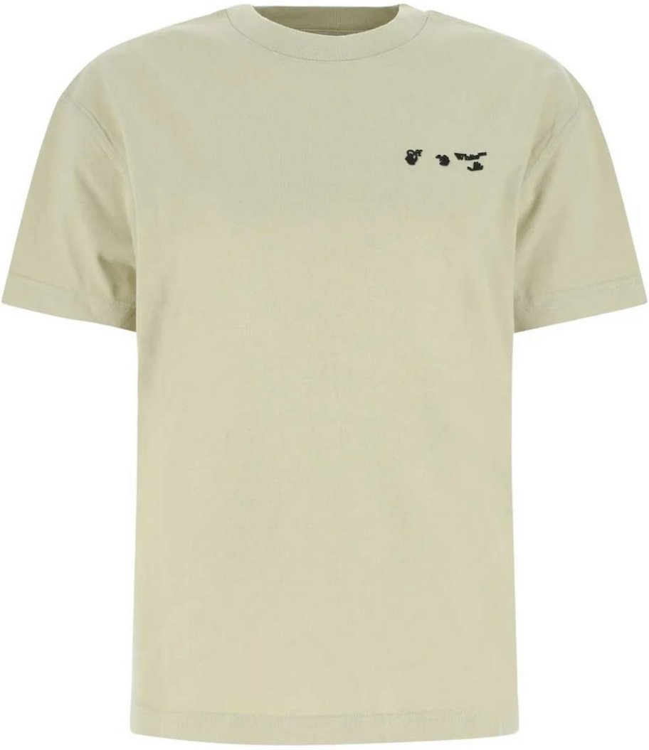 Off-White OW Logo Regular Fit Beige T-Shirt