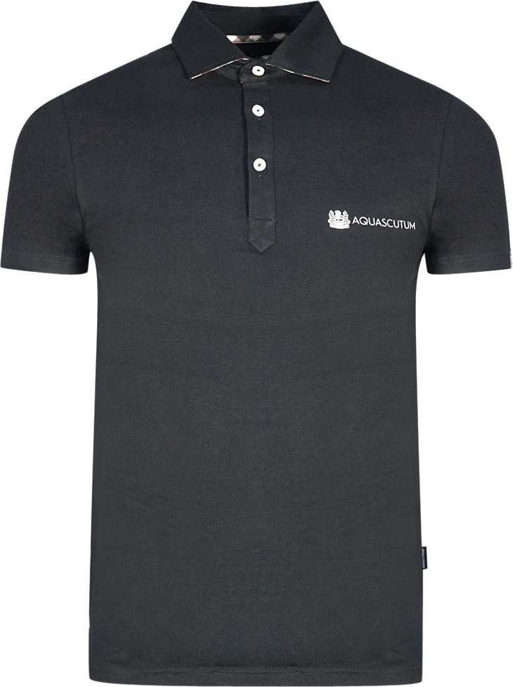 Aquascutum Aldis Crest Block Logo Schwarzes Poloshirt