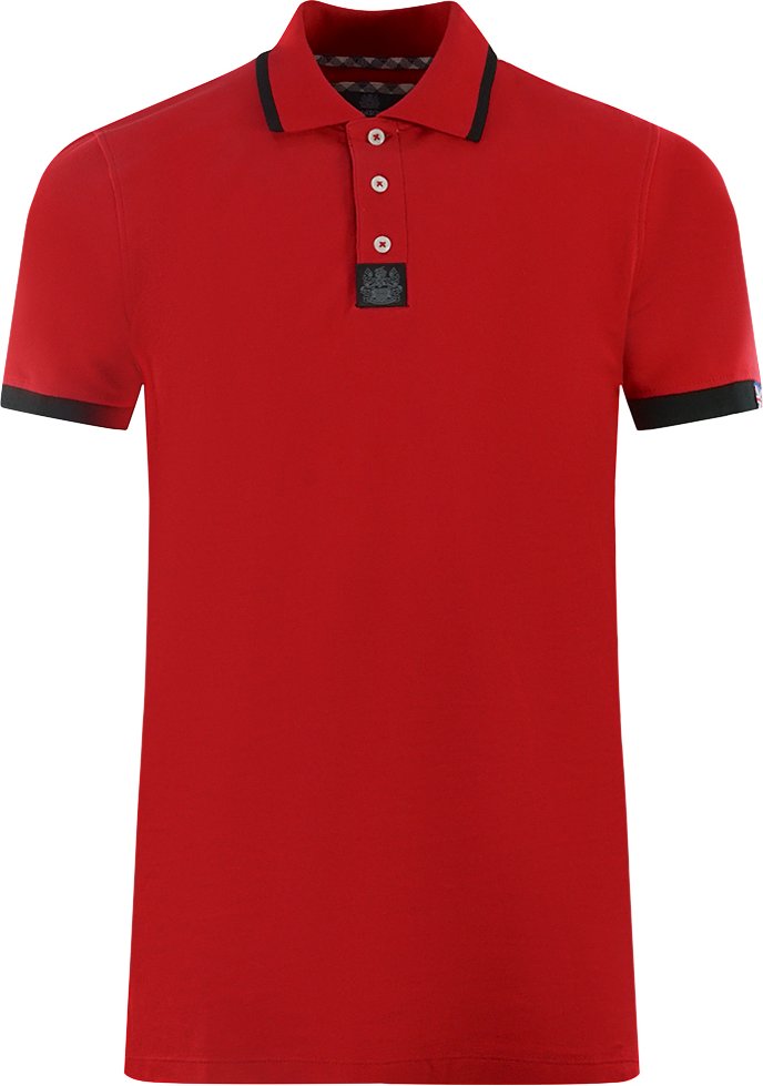 Aquascutum Branded Shoulder Tipped Rotes Poloshirt