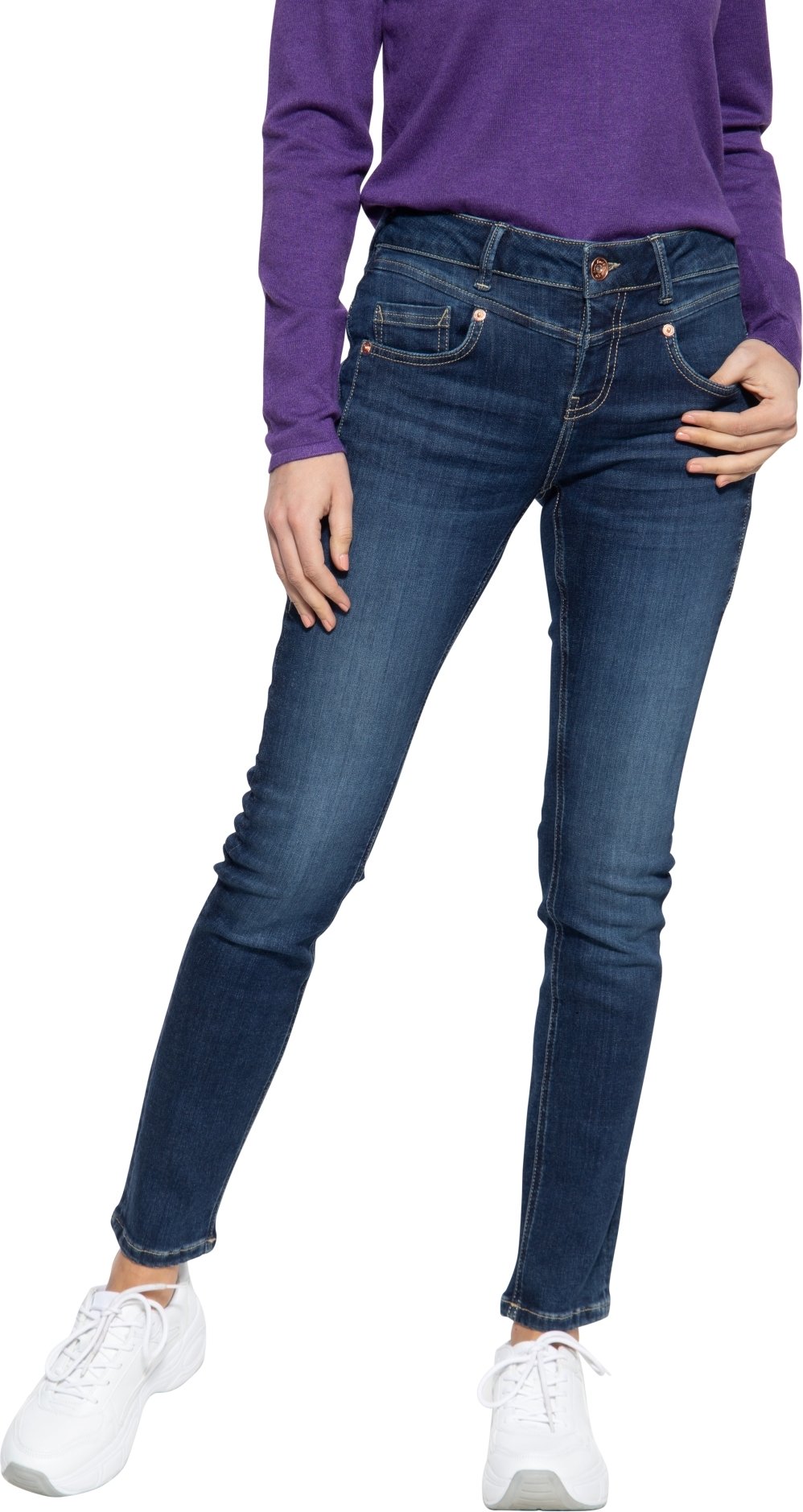 Amor, Truth & Trust Damen ATT JEANS Basic Slim Fit Jeans im 5-Pocket-Design Zoe Denim