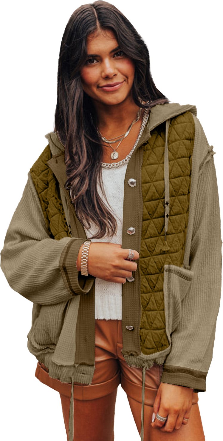 Thumbnail - Kapuzenshirt mit gestepptem Waffelstrick