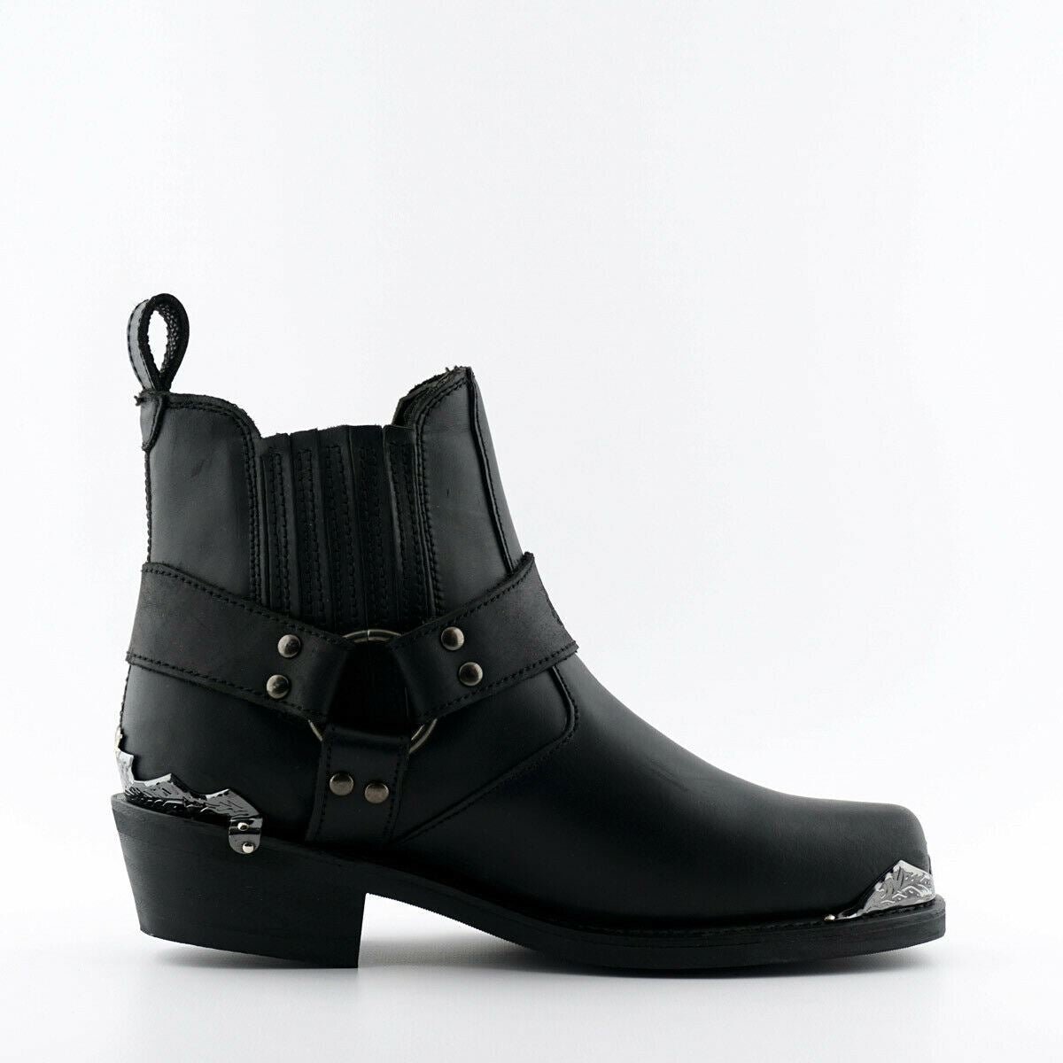 Grinders Herren Schwarze Cowboy Biker Stiefel - Eagle Lo