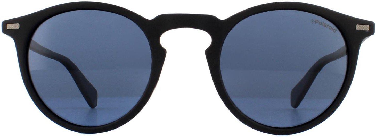 Thumbnail - Polaroid Runde Mens Matte Schwarz Grau Polarisierte Sonnenbrille