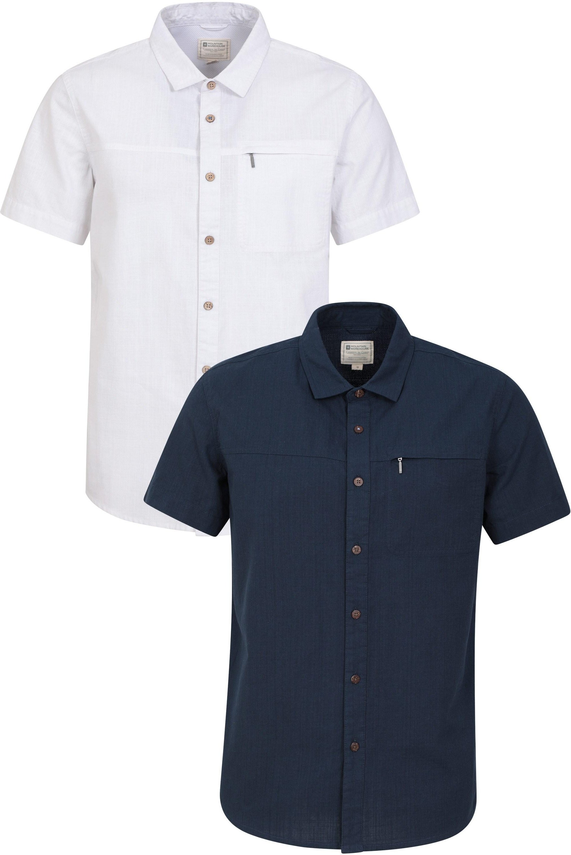Mountain Warehouse Herren Kokosnuss-Struktur Kurzarmhemd (2er-Pack) (Weiß/Dunkelblau)