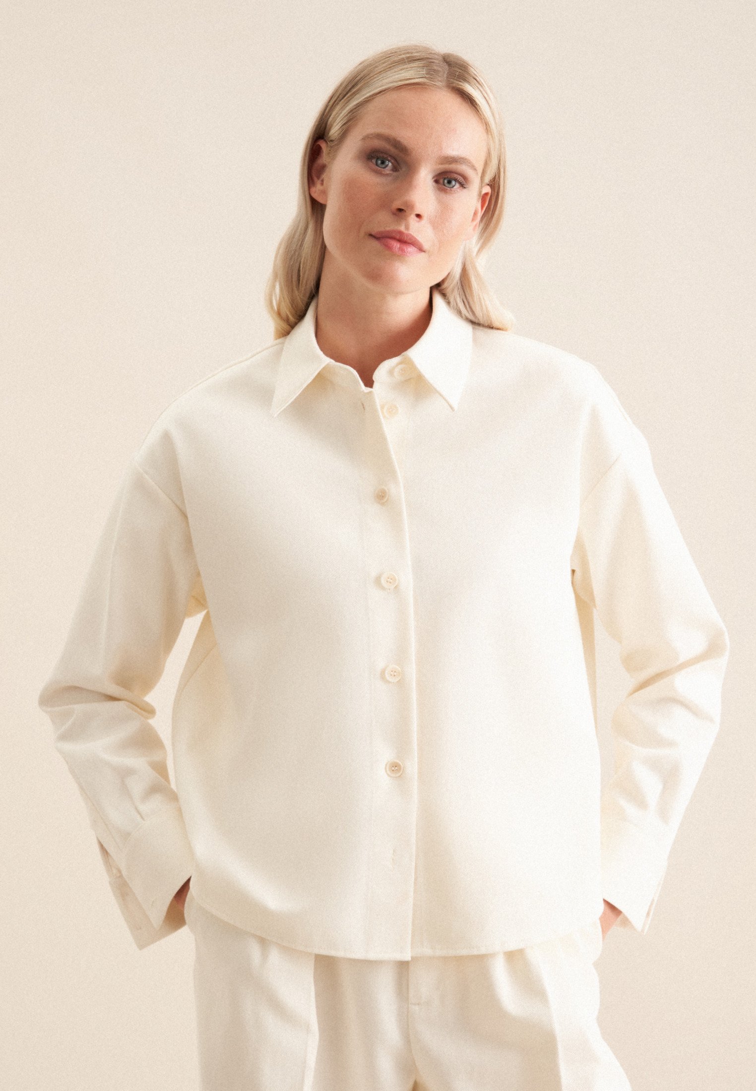 Hemdbluse Damen Ecru