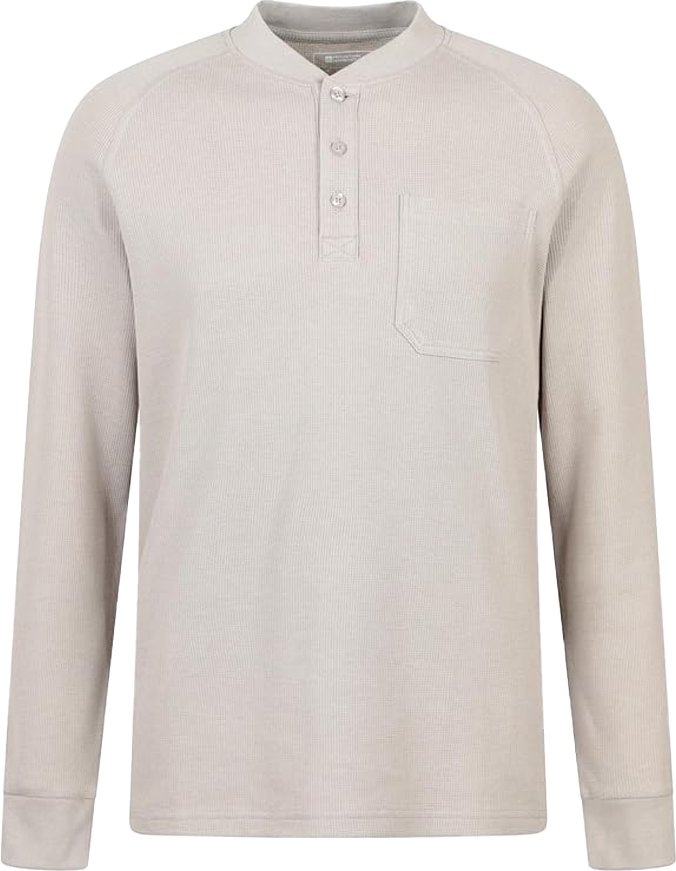 Mountain Warehouse - "Selby" T-Shirt für Herren, Henley-Kragen, Waffelstoff, Langärmlig (Dunkelbeige)