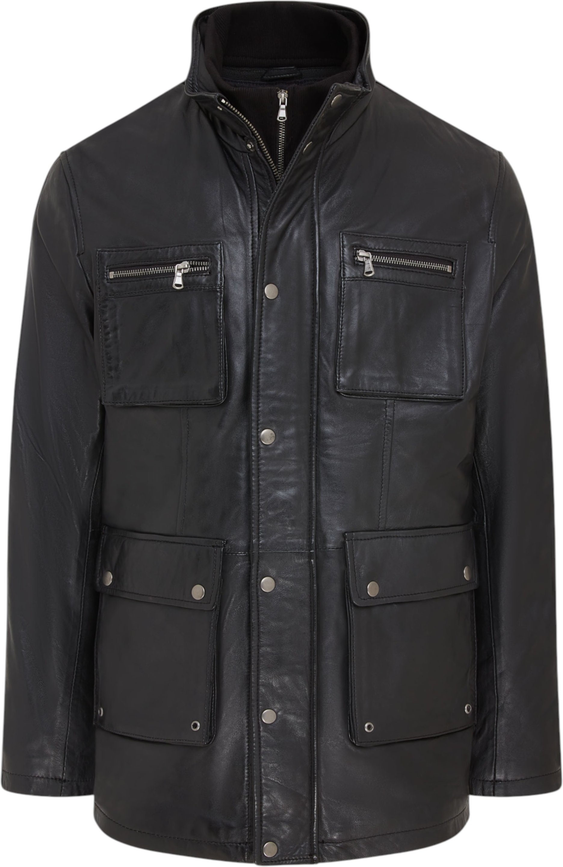 Herren Schwarze Leder Militärjacke Outwear Mantel - Field