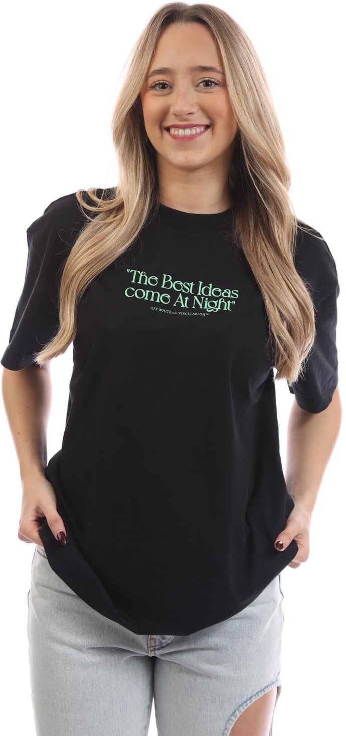 Off White - "Best Ideas Come" T-Shirt für Damen (Schwarz/Grün)