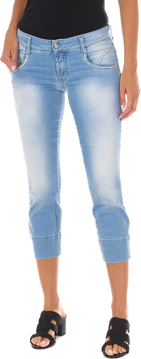 Damen-Piratenhose mit Used-Effekt aus elastischem Stoff 10DB50294