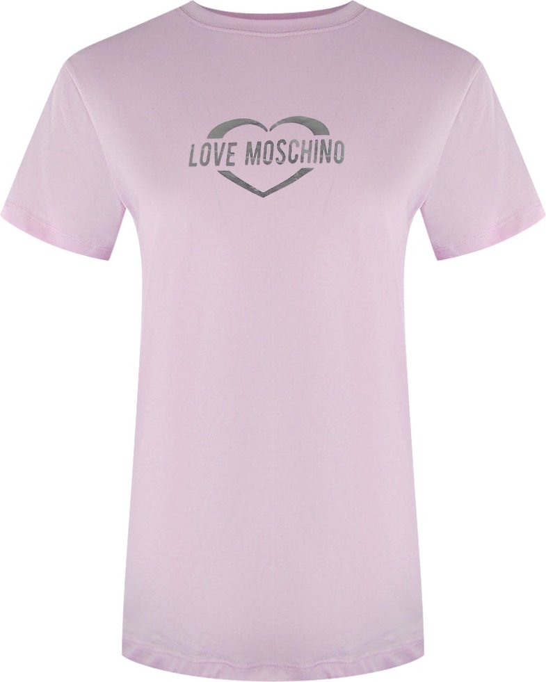 Moschino T-shirt Mit Glänzendem Herzlogo In Pink