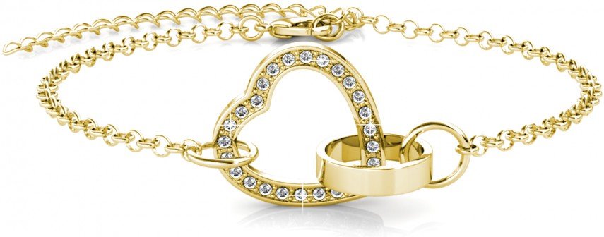 Verschlossenes Herz-Armband - Gold und Kristall