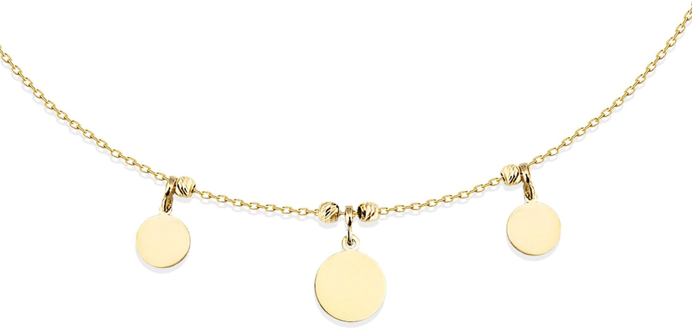 Dkeniz Halskette 925 Sterling Silber vergoldet runde Plättchenkette
