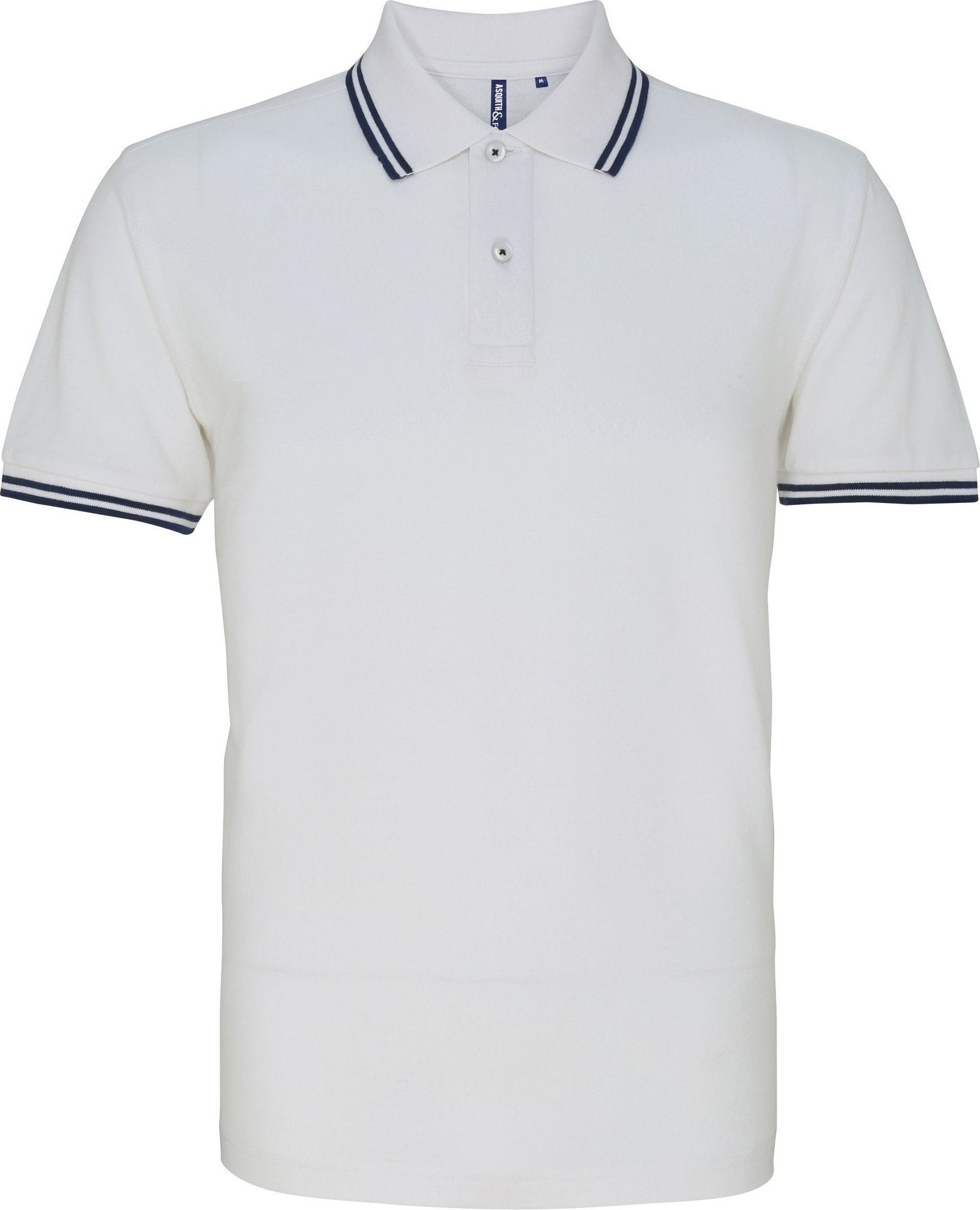 Thumbnail - Asquith & Fox Herren Poloshirt mit klassischer Passform (Weiß/Navy)