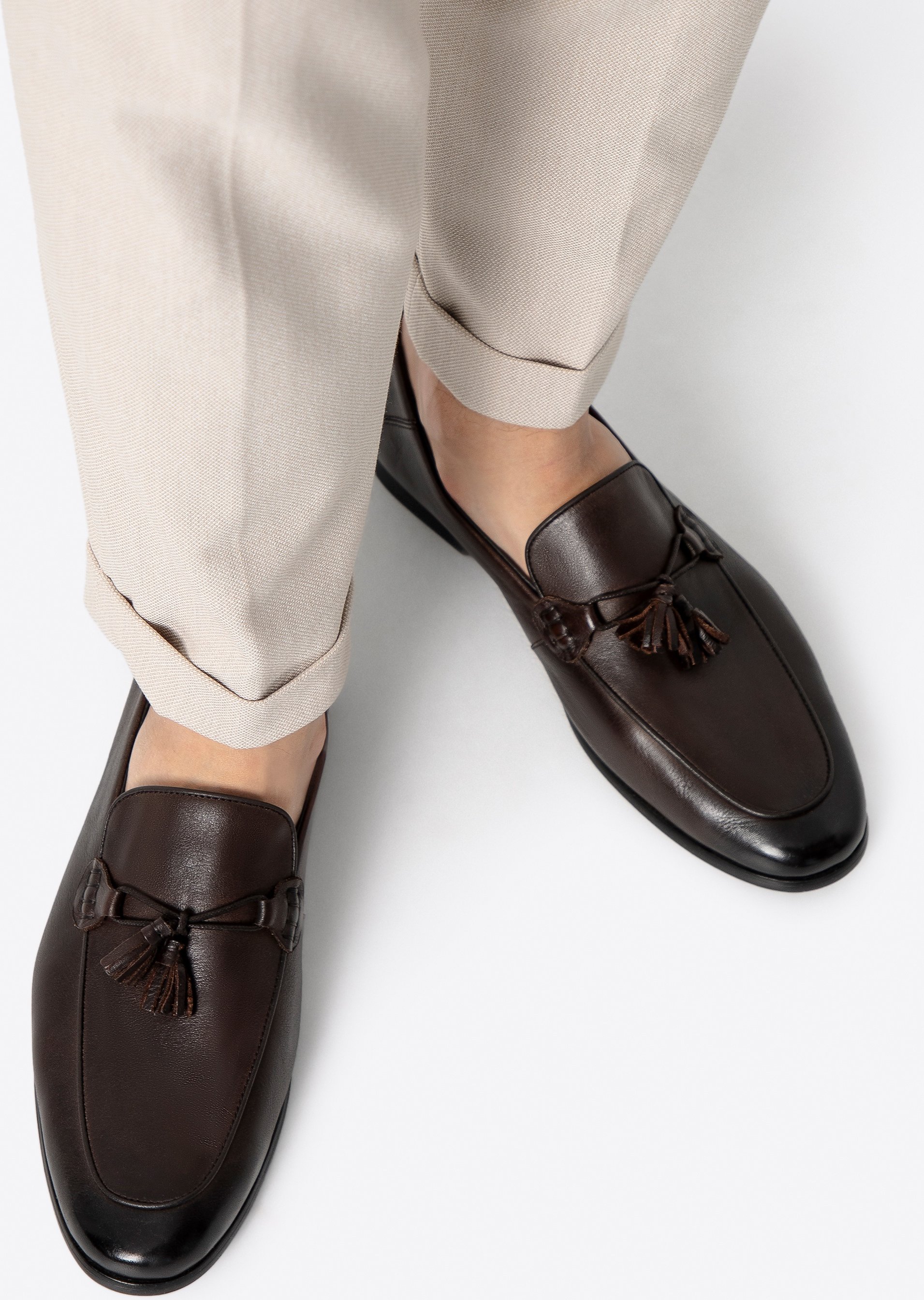 Wittchen Herren-Lederslipper mit Quaste, Hellbraun, Naturleder