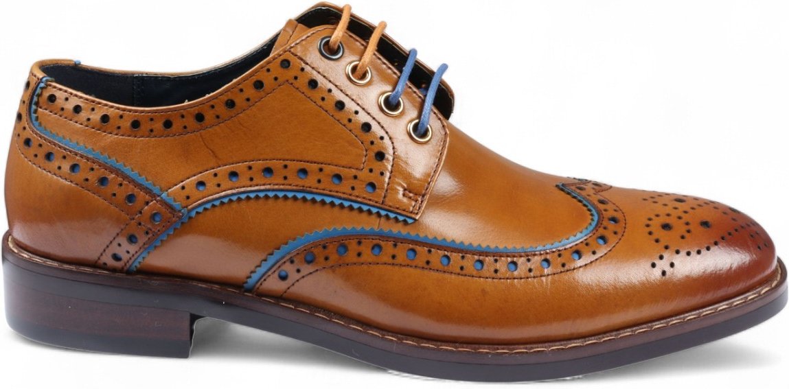 Thumbnail - Justin Reess Herren-Brogue-Schuhe aus braunem Leder, klassisch, Simon