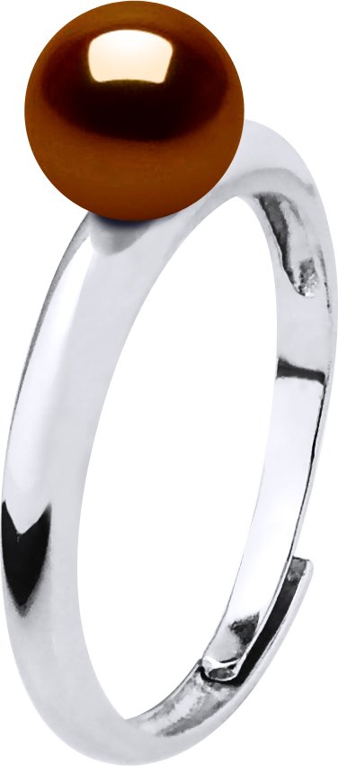 Rush Ring Verstellbar Süßwasserperle Rund 6-7 mm Schokolade 925