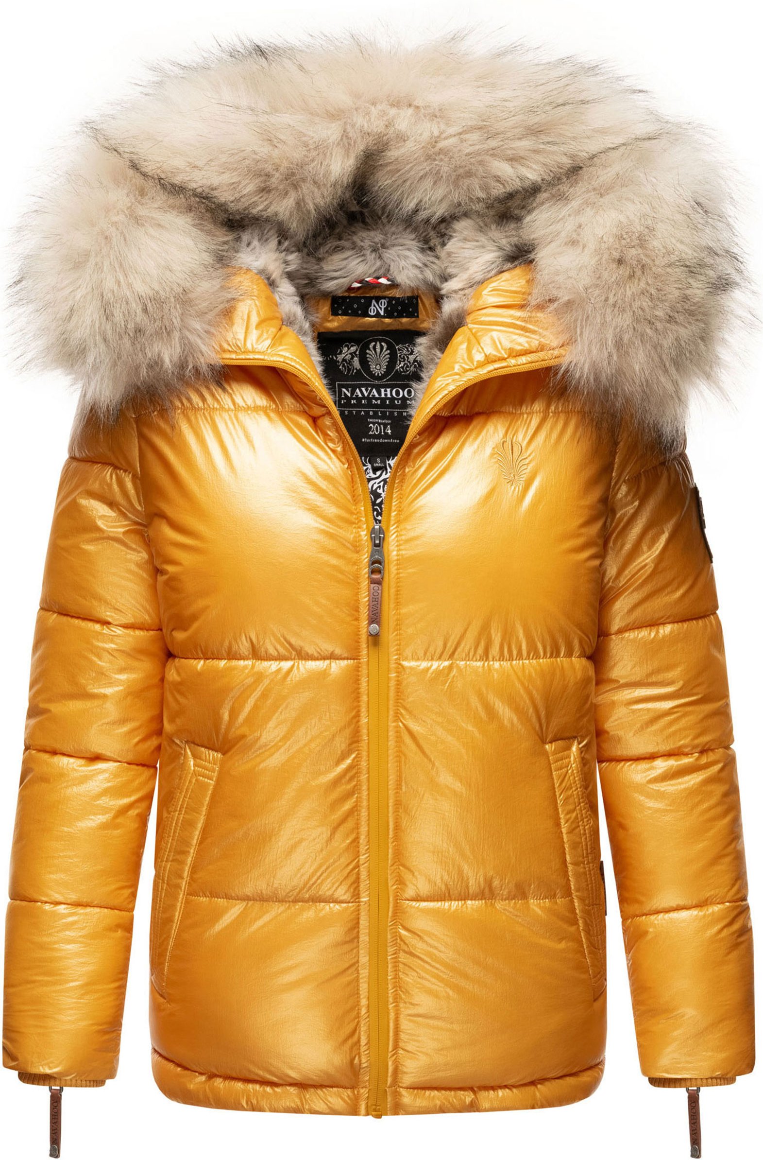 Navahoo Premium Damen Winterjacke Tikunaa – Puffer Look, Warm & Mit Kunstfellkragen