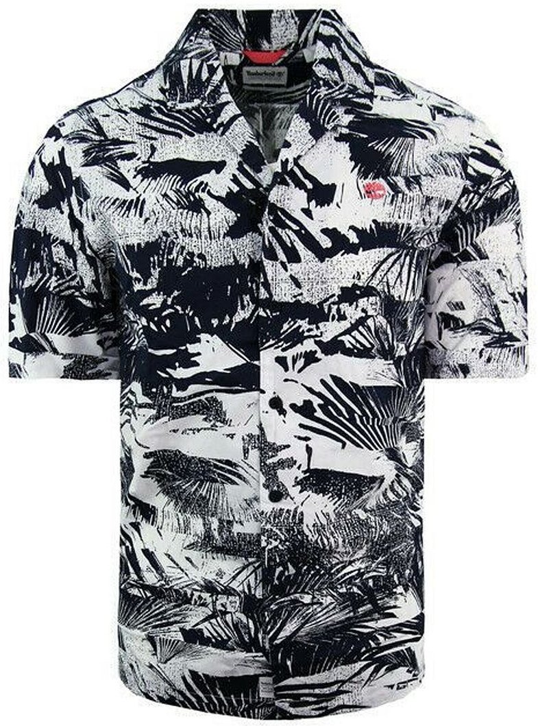 Timberland Stretch regelmäßige Passform kurzärmelige Herren Blumen -Sommerhemd A21A6 AE8