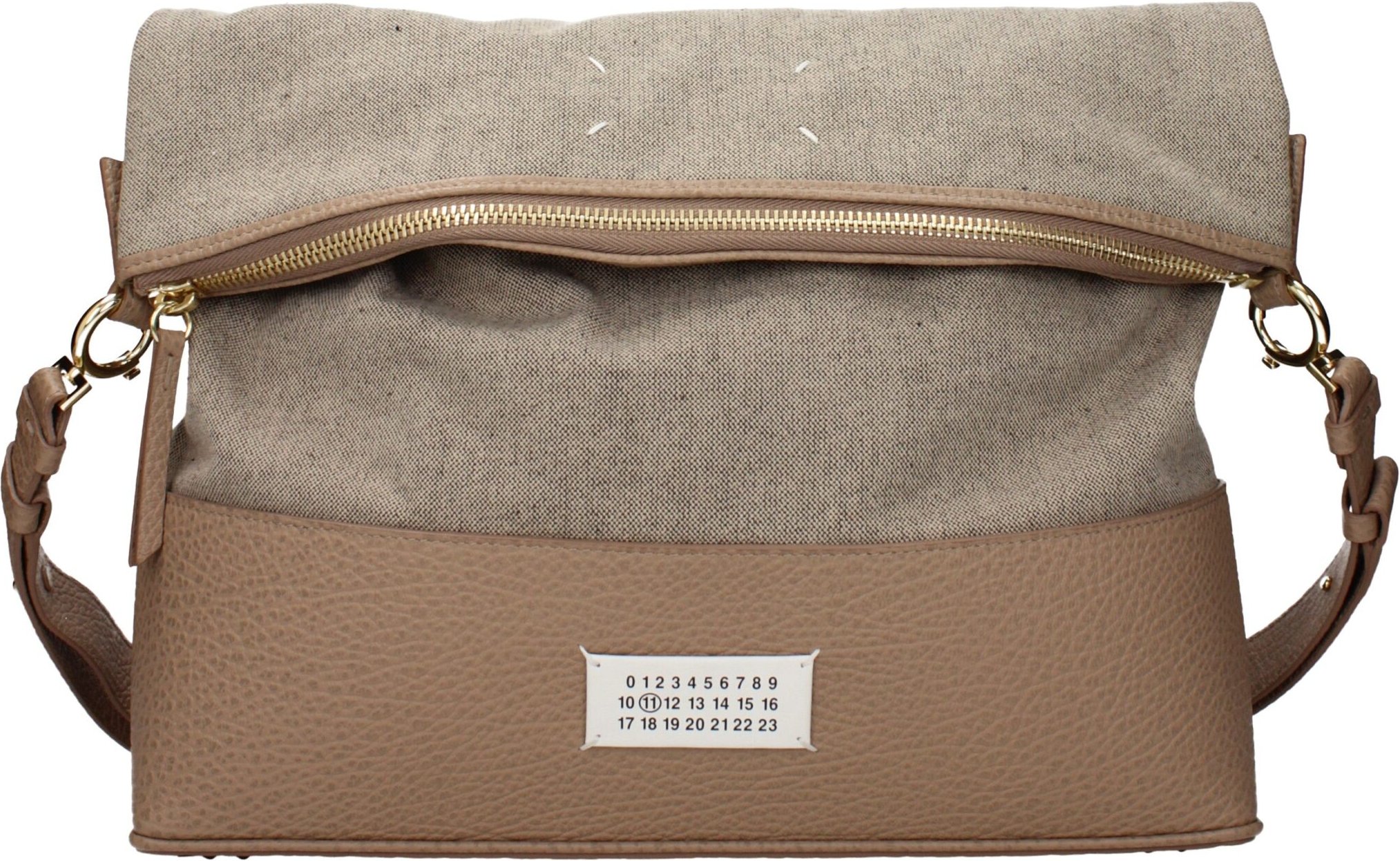 Beige Stoff Schultertasche