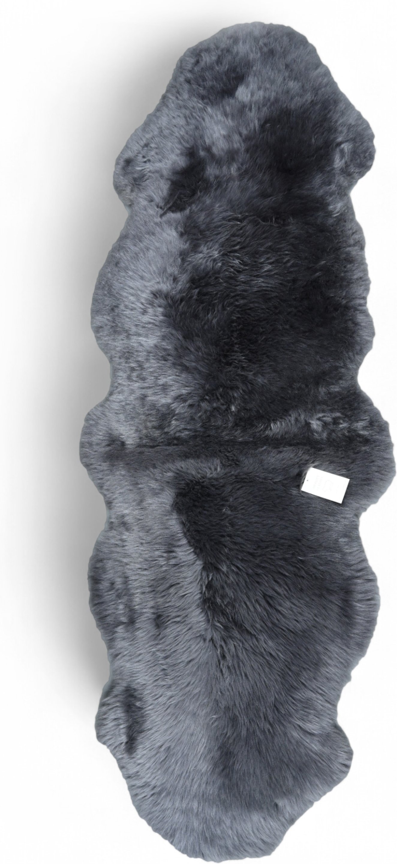 Echter Schaffell-Teppich, Anthrazitgrau, doppelt, natürlich, flauschig, seidig weich, echte Wolle