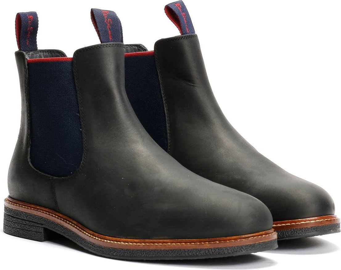 Ben Sherman Walker Chelsea Leder Herren Schwarze Stiefel