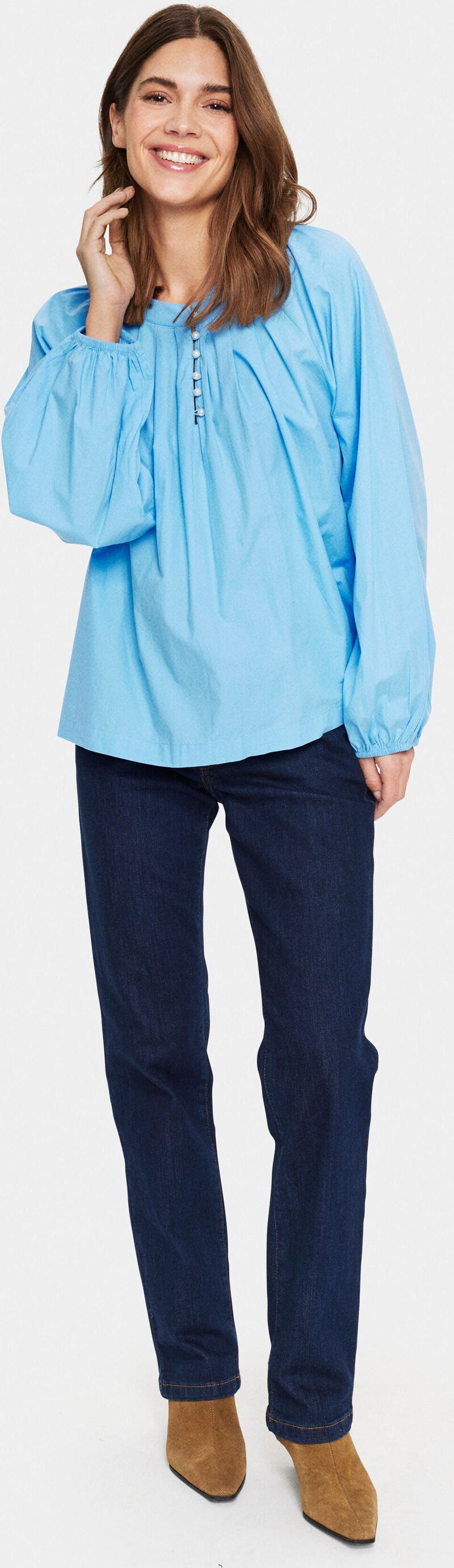 Langarm-Bluse Lockere Passform light blue