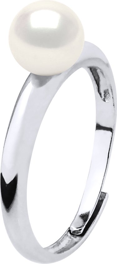 Rush Ring Verstellbar Süßwasserperle Rund 6-7 mm Weiß 925