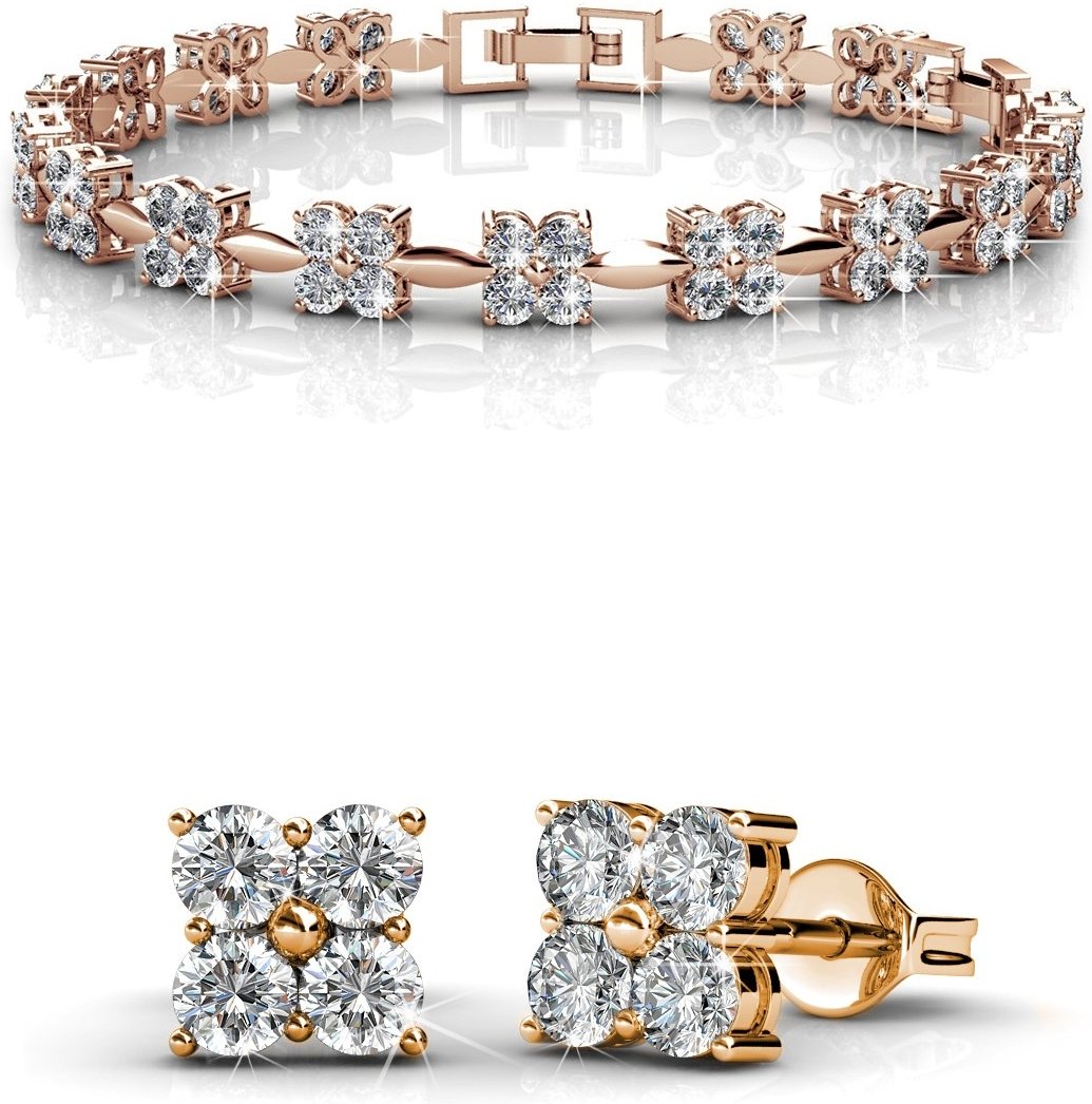 Süße quadratische Sets - Roségold und Kristall