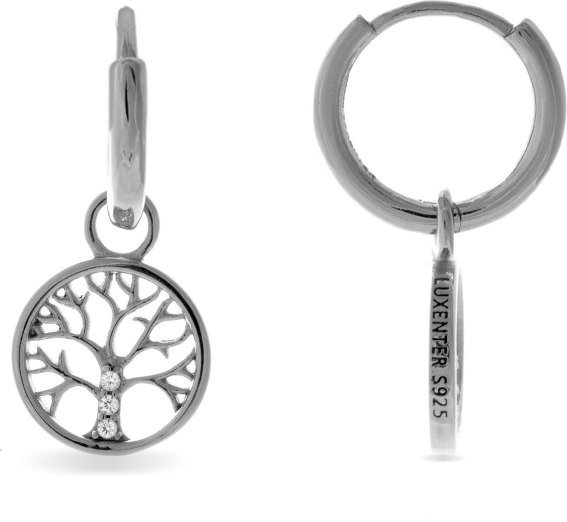 Luxenter Sterling Silber 925 Ohrringe mit rhodiniertem Brillant Zirkonia - Baum des Lebens