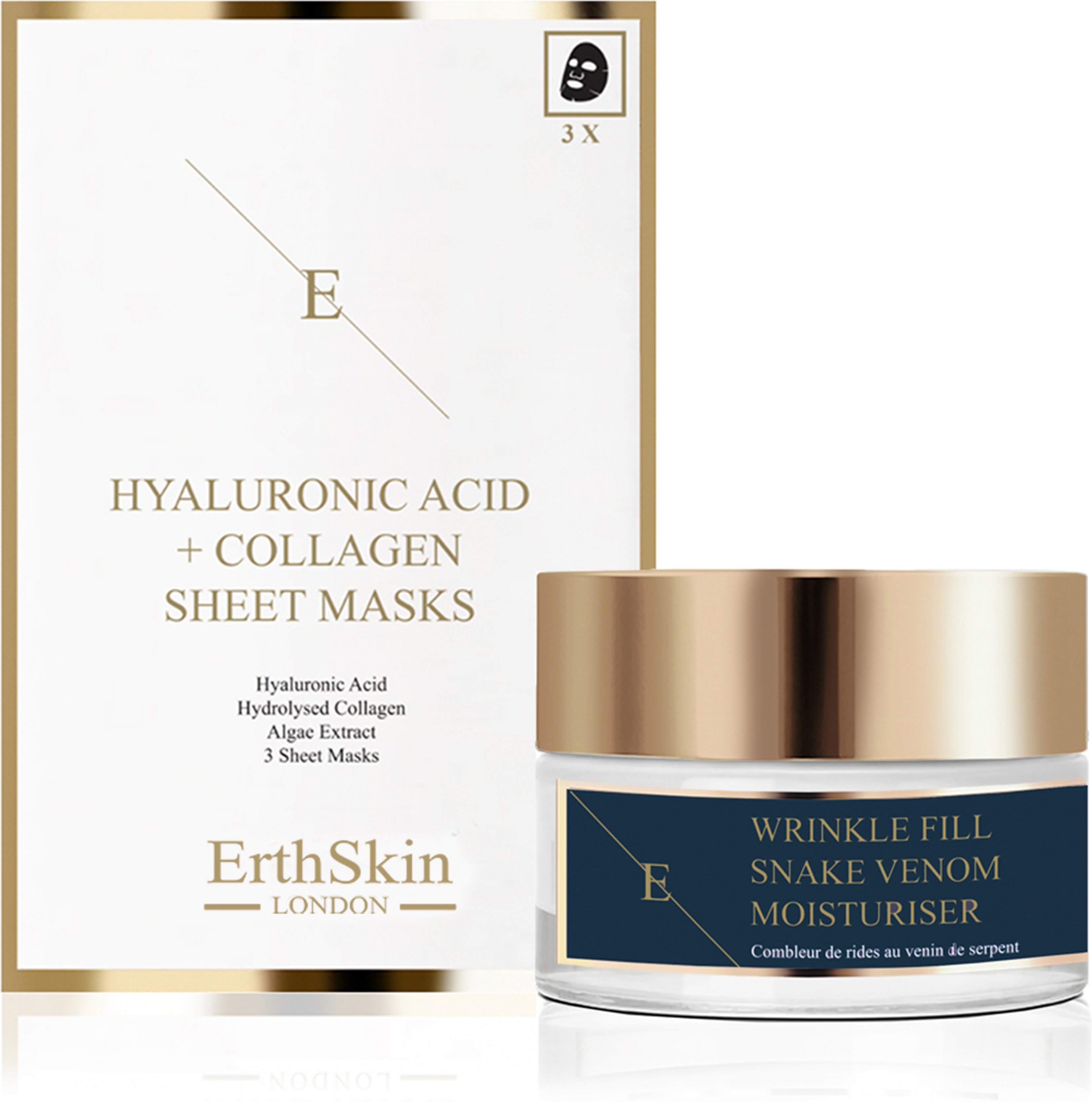 Wrinkle Fill Snake Venom Moisturiser 50ml + Hyaluronsäure & Kollagen Maske - 3 Blatt