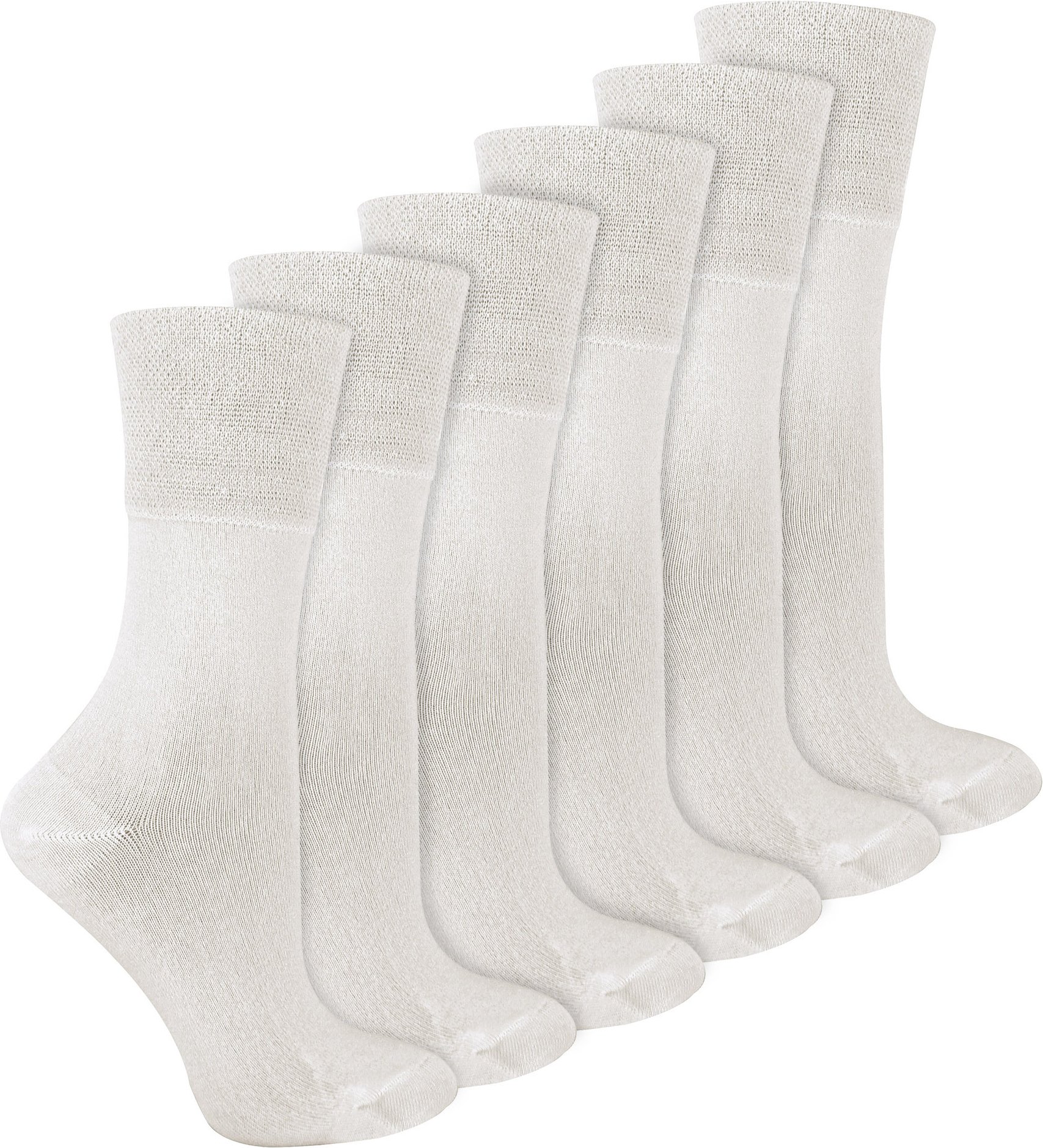 IOMI - 6 Pack Damen Diabetiker Bambus Socken | Extra breite nahtlose lockere nicht elastische Socken für Frauen - Weiß