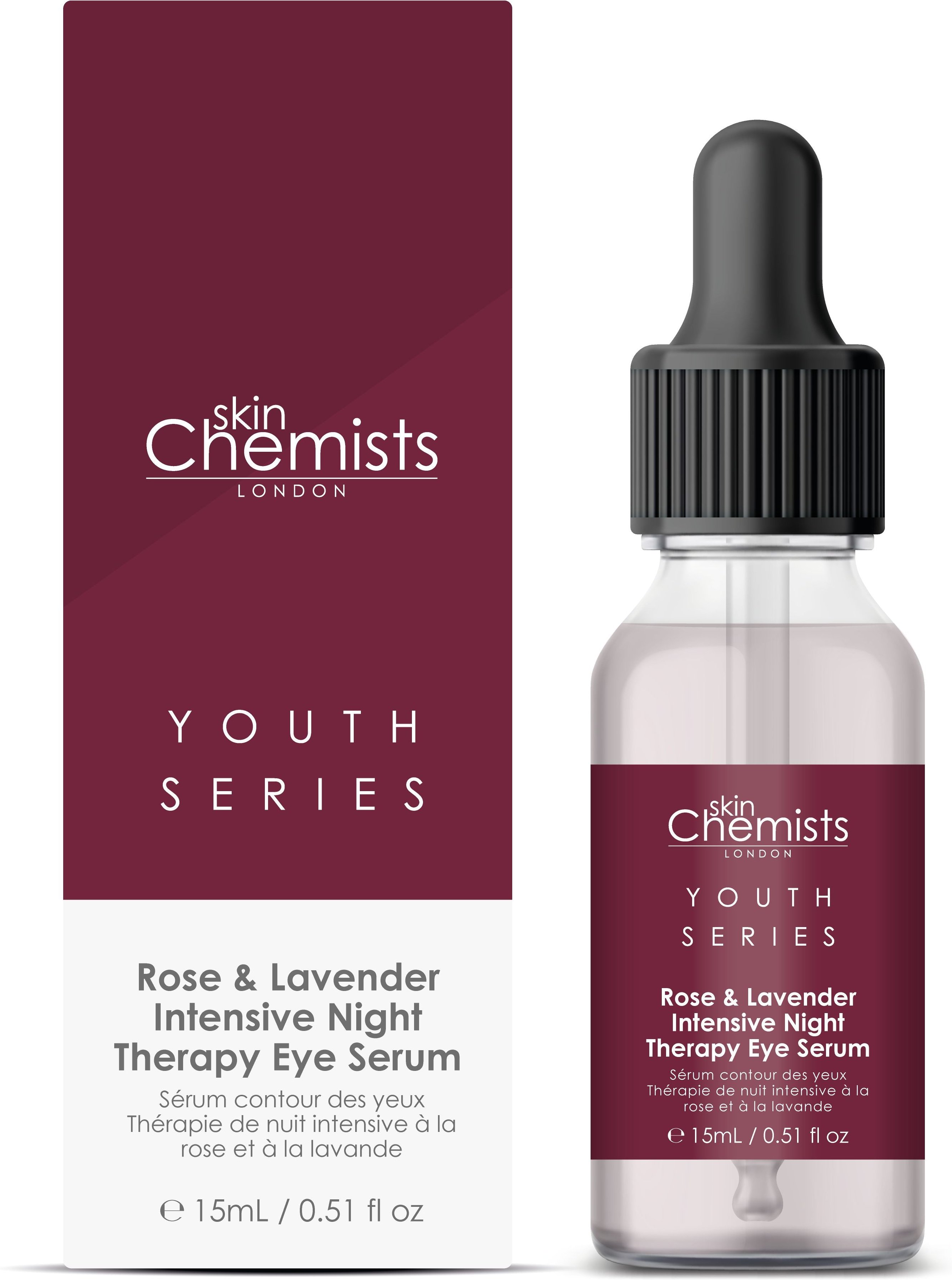 skinChemists Jugendserie Rosen- und Lavendel Intensive Nachttherapie Augenserum 15ml
